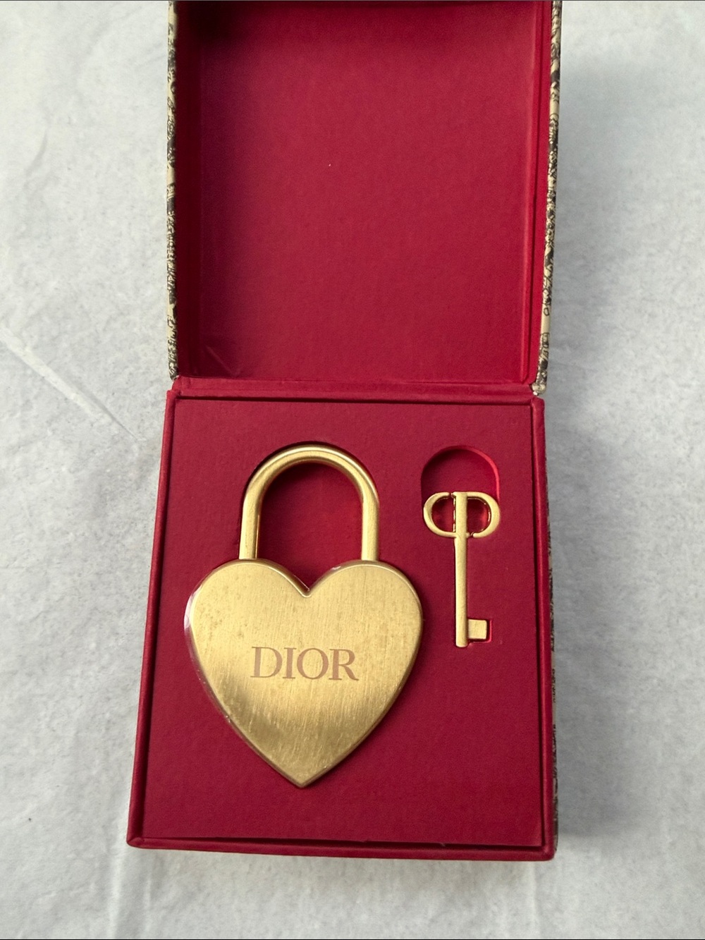 Dior Gold Heart Padlock Key Set